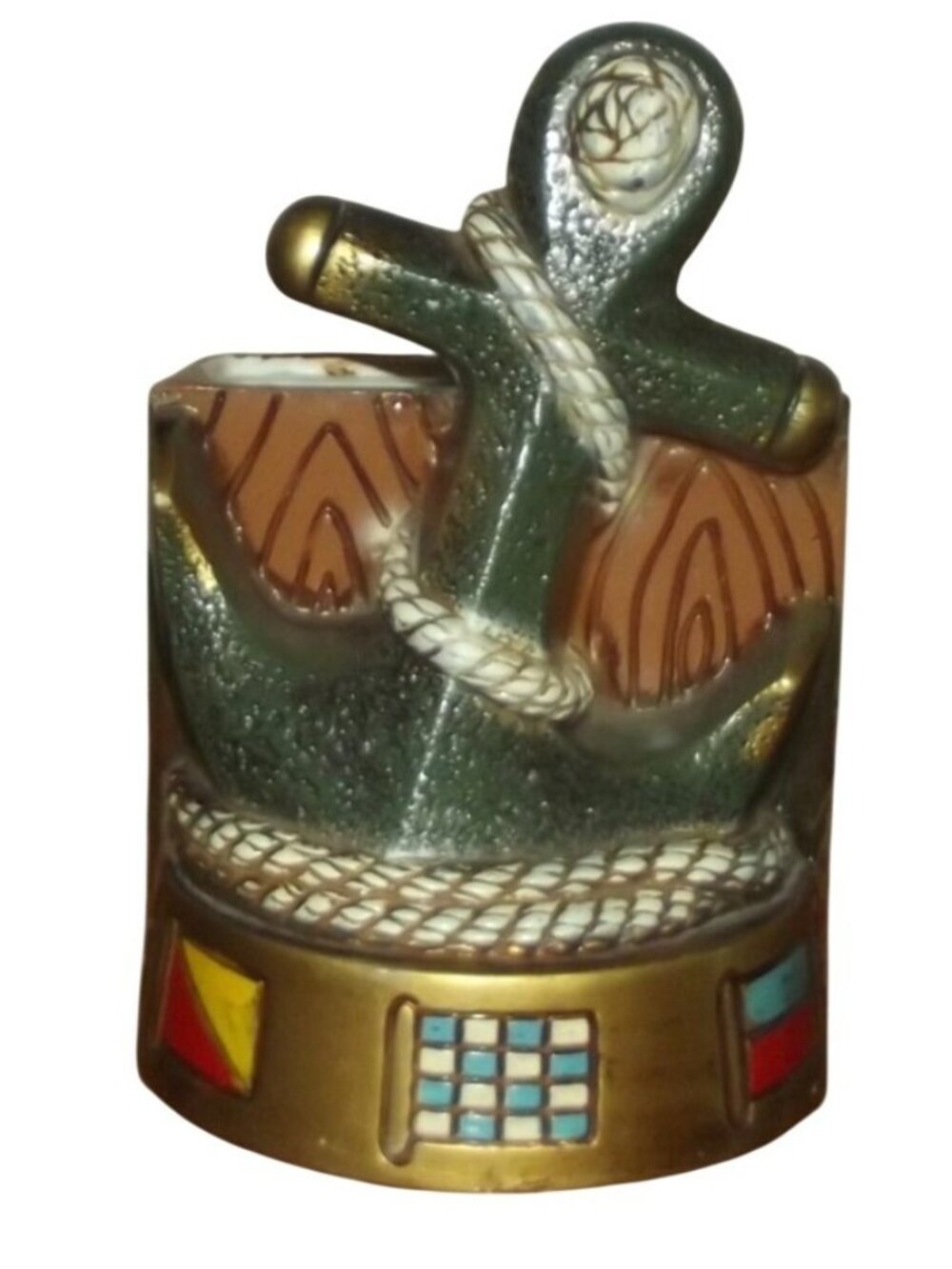 Lego Co. Pen Holder 1960 Japan Anchor & Rope Nautical vintage ceramic planter